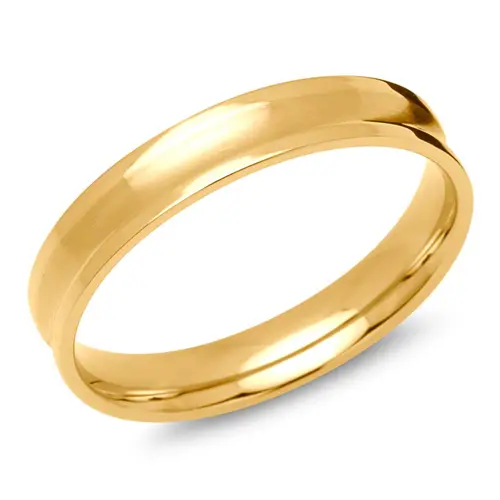 Anillo para hombre acero inoxidable chapado en oro amarillo 4mm