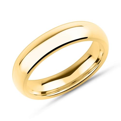 Ring stainless steel yellow gold plated 5mm wide