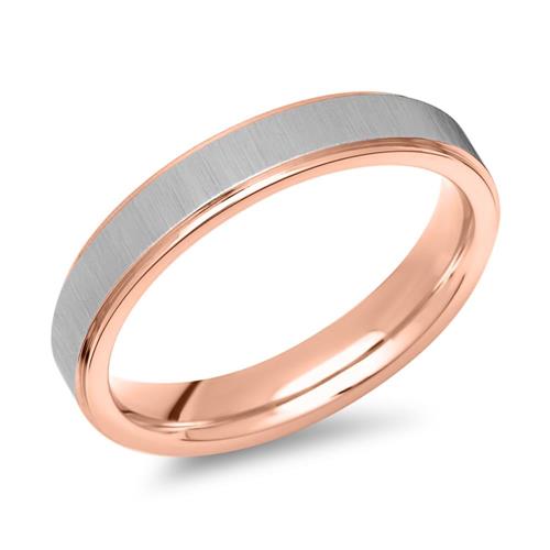 Stainless steel ring partly gold-plated pink 4mm wide