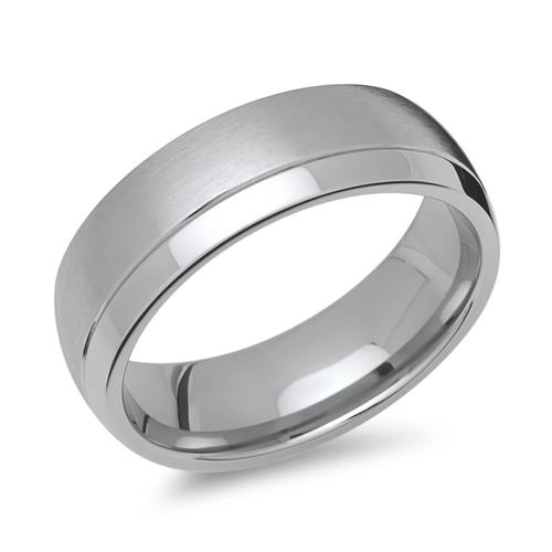 Stainless steel ring partially frosted 7mm wide