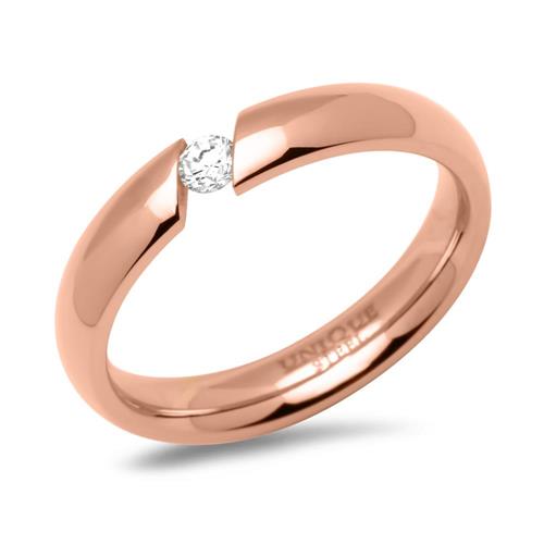 Gold plated stainless steel Ladies ring with zirconia