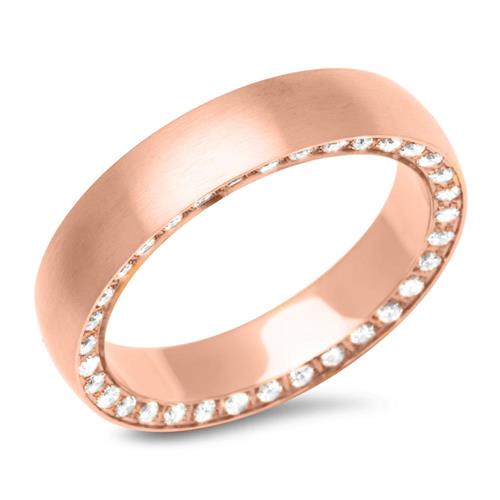 Stainless steel ring rose gold zirconia 4.9mm wide