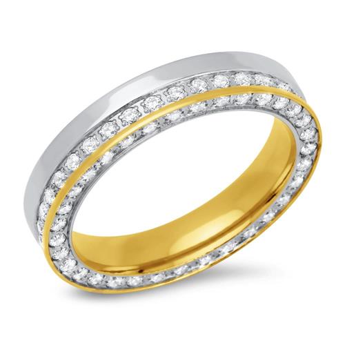 Stainless steel wedding rings with zirconia two-tone