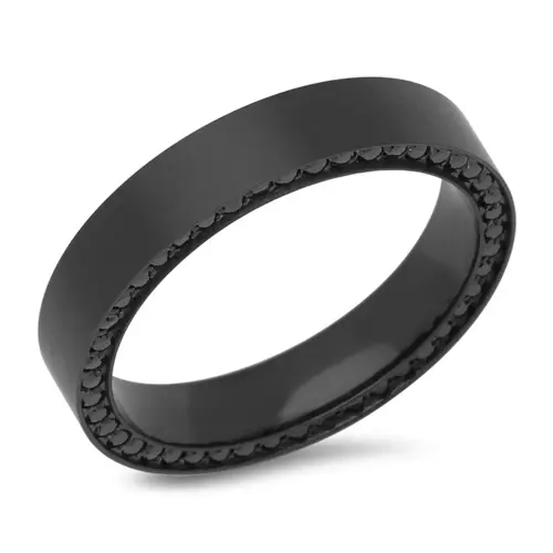 Black stainless steel ring zirconia 4,5mm wide