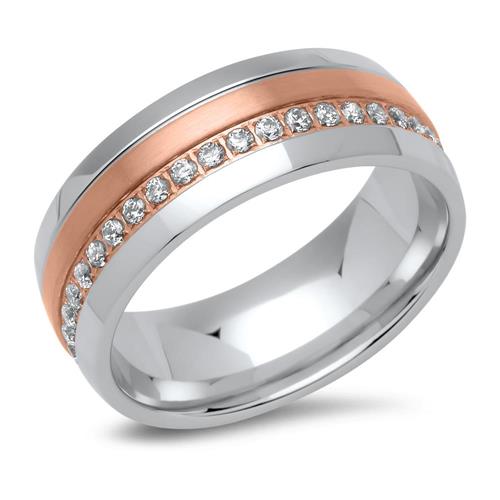 Wedding rings stainless steel partly gold-plated rose