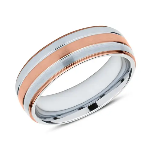 Ring made of stainless steel, partially rose gold-plated, engravable