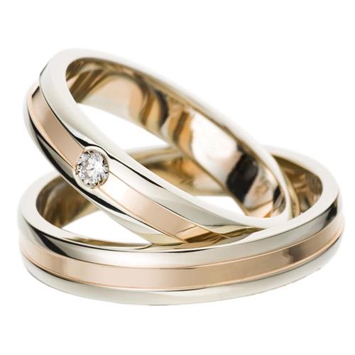 White and rose gold wedding rings 4mm