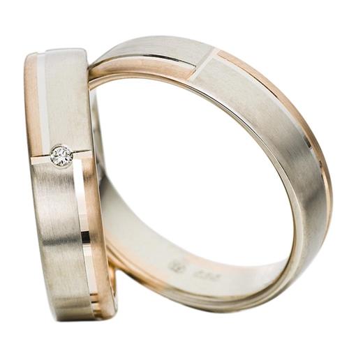 White and rose gold wedding rings 5mm