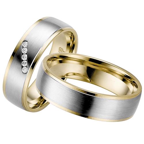 White and yellow gold wedding rings 6mm