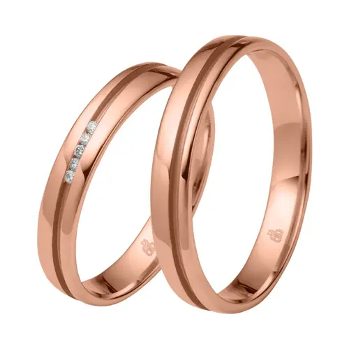 Wedding rings in rose gold with 5 diamonds