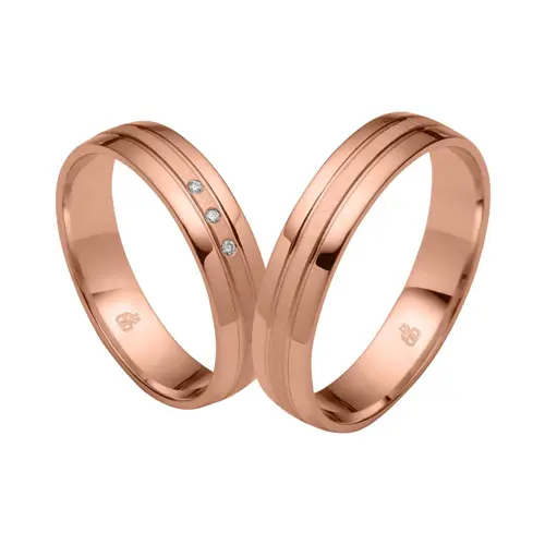 Wedding rings in rose gold with 3 brilliants
