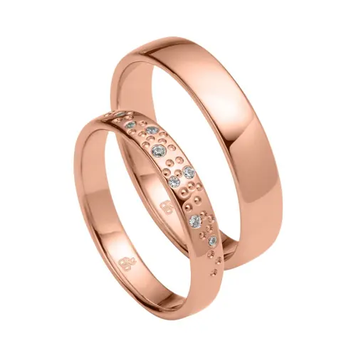 Wedding rings in rose gold with 8 brilliants