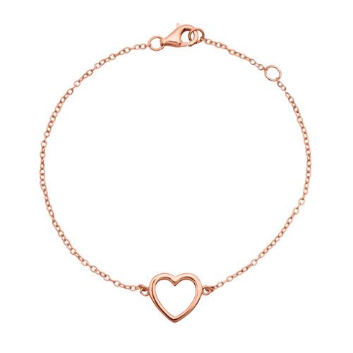 Pulsera de plata 925 bañada en oro con colgante de corazón