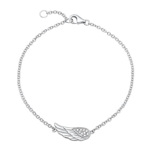 Bracelet sterling silver angel wings zirconia