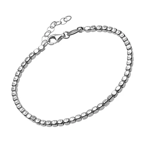 Armband 925er Silber für Damen mit eckigen Beads