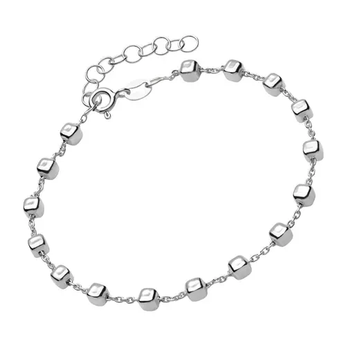Armband 925er Silber mit eckigen Beads