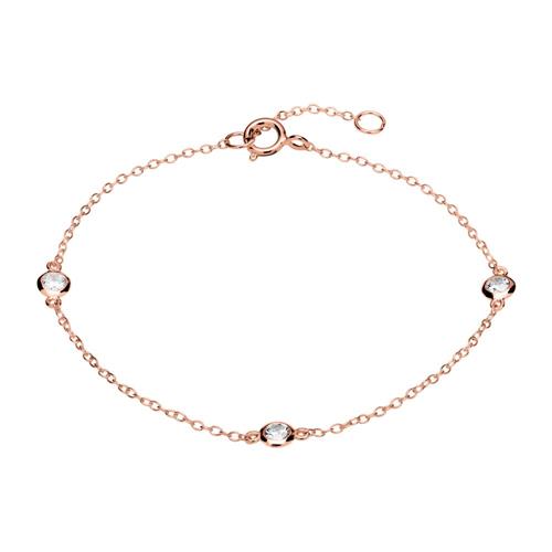 Ladies bracelet sterling silver rose gold plated with zirconia