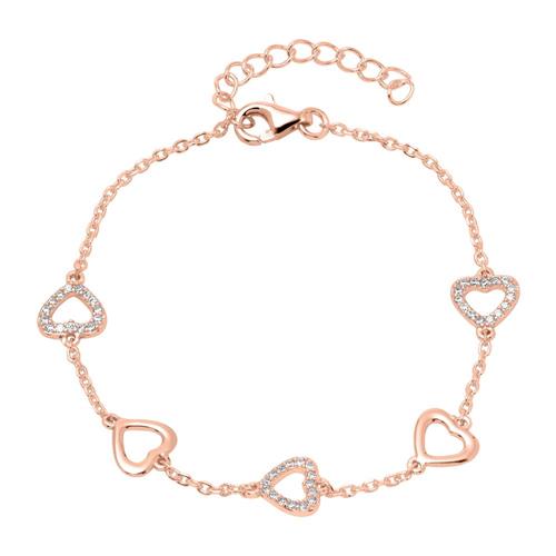 Heartbracelet made of rose gold-plated 925 silver zirconia