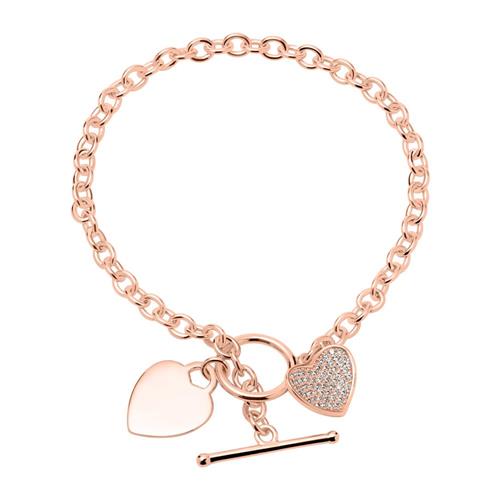 Engravable heart bracelet made of 925 silver rosé zirconia