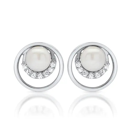 Shiny pearl stud earrings sterling sterling silver