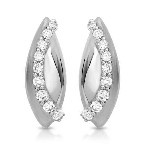 Modern stud earrings sterling silver Oval zirconia