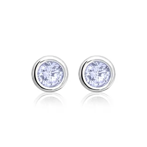 Earrings sterling silver bluish zirconia