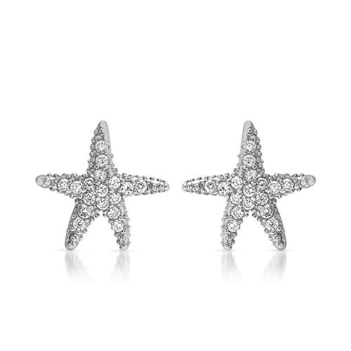 Pendientes de plata 925 con circonita estrella de mar