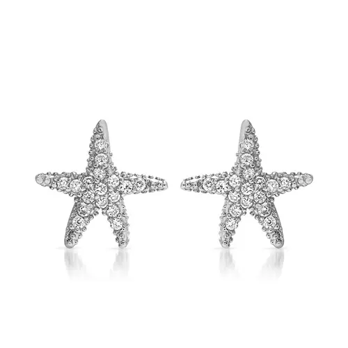 Pendientes de plata 925 con circonita estrella de mar