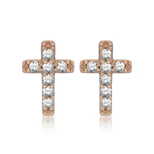 Rose gold-plated earrings sterling silver cross