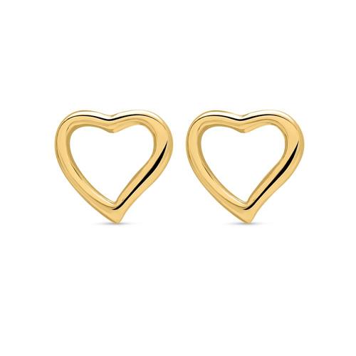 Pendientes chapados en oro amarillo 925 plata corazón