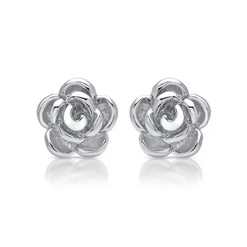 Sterling silver stud earrings rose blossom