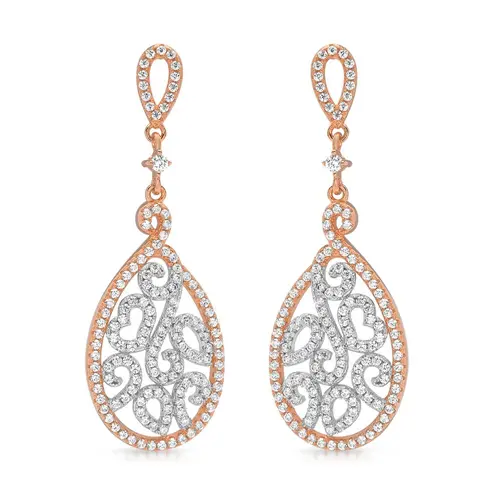 Rosegold-plated silver earrings with stone trimming