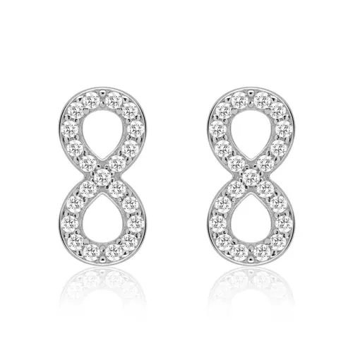 Infinity stud earrings sterling silver zirconia