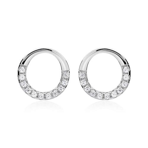 Sterling sterling silver stud earrings high gloss polished zirconia