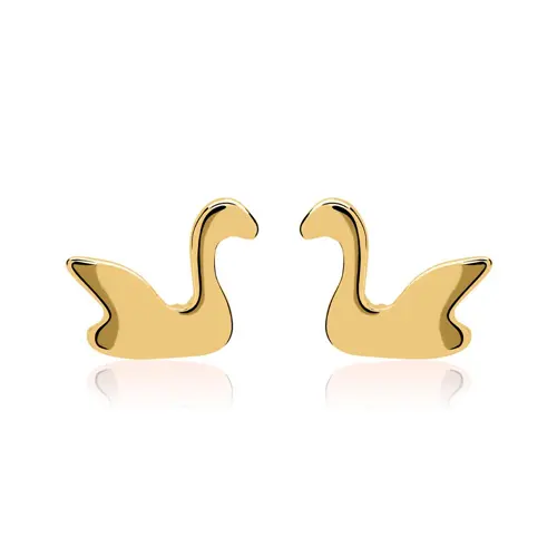 Pendientes plata 925 oro IP cisne