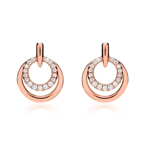 Earrings circles sterling silver rose gold zirconia