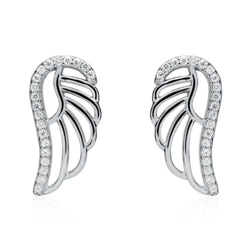 Wings stud earrings sterling silver zirconia