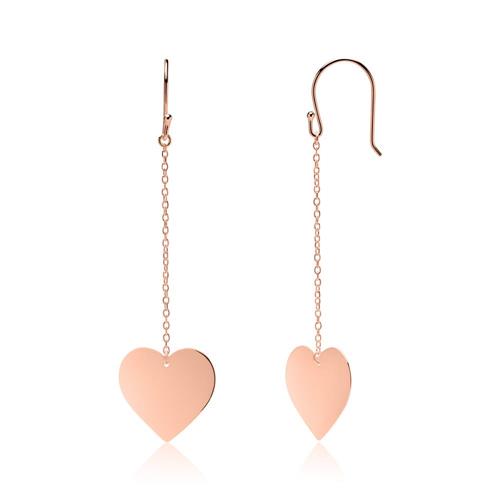 Pendientes coraz&#xF3;n de plata 925 chapada en oro rosa