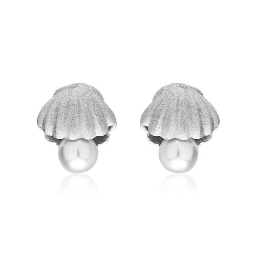 925er Silber Ohrstecker Muscheln mit Perlen