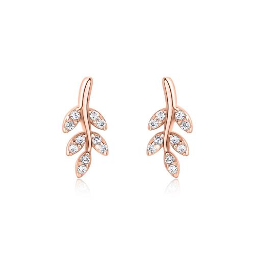 Ladies earrings in sterling silver, rosé with zirconia