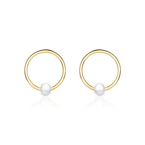 Stud earrings circle of gold-plated 925 silver beads