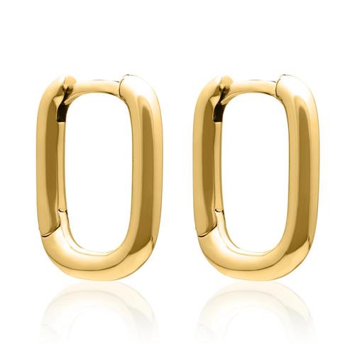 Ladies 925 sterling silver gold plated square hoop earrings