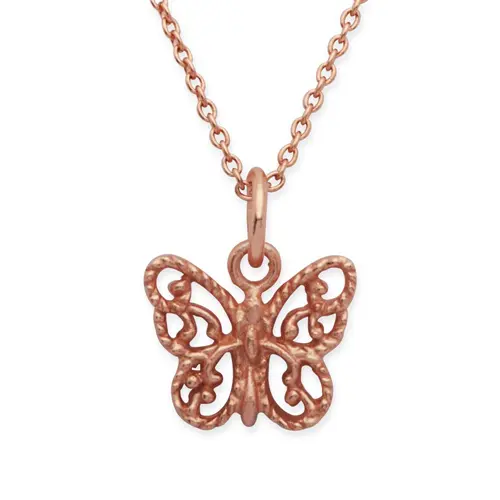 Silver necklace sterling gold plated butterfly pendant