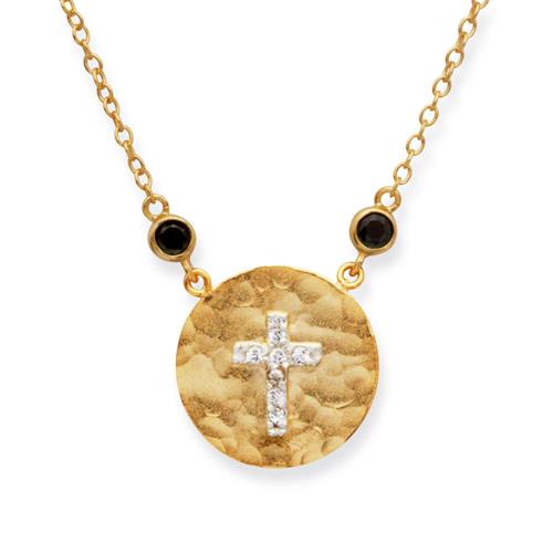 Cadena de plata 925 bañado en oro con colgante en forma de cruz