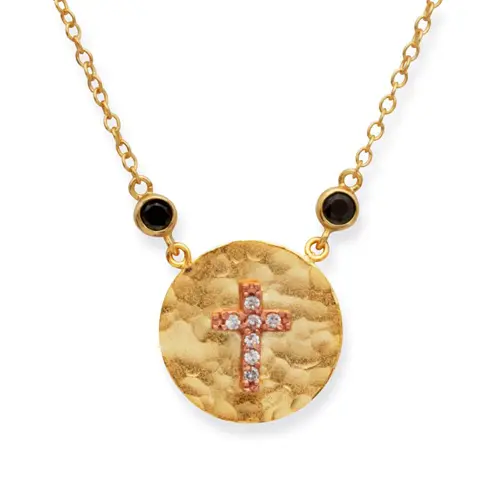 Cadena de plata 925 bañado en oro con colgante en forma de cruz