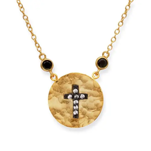 Cadena de plata 925 bañada en oro con colgante en forma de cruz