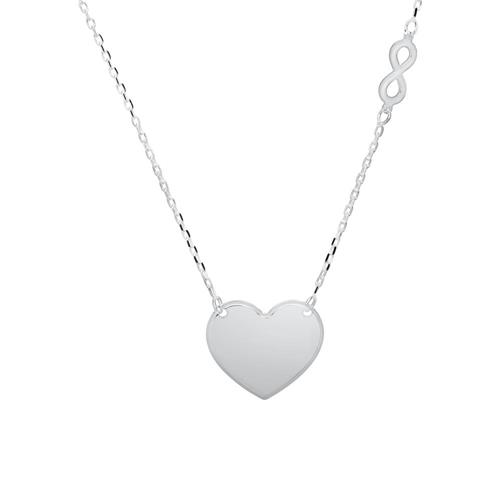 Cadena grabado con coraz&#xF3;n e infinito de plata 925