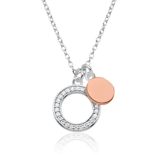 Necklace in sterling silver with zirconia gravure option