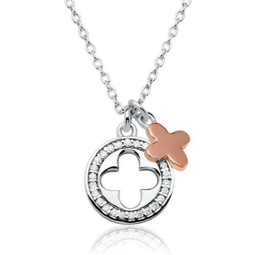 Floral necklace made of sterling silver with zirconia