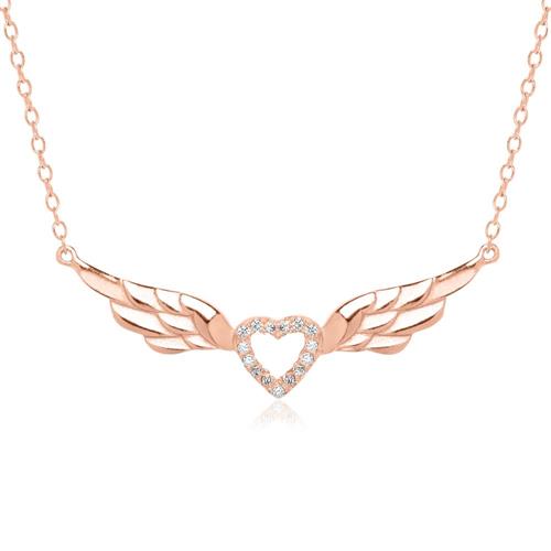 Cadena corazón de plata chapada en oro rosa 925 con circonitas